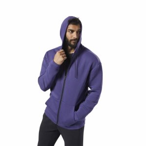 Reebok Workout Ready Full-Zip Fleece Kapuzenpullover Herren - Lila - DE 852-MOB